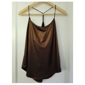 HEATHER BY BORDEAUX SHIMMER SPAGHETTI STRAP TOP